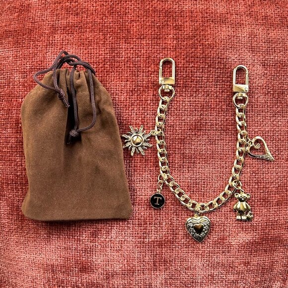 HEART LOCKET Bag Charm Gold Tone With Monogram Initial ❤️ - Picture 1 of 7